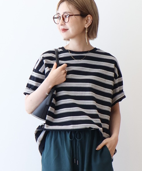 AMERICAN HOLIC（アメリカンホリック）の「レトロボーダープルオーバー（Tシャツ/カットソー・レディース・ブラック/アイボリー/グレー/ピンク/パープル・M/L）」の3枚目の写真