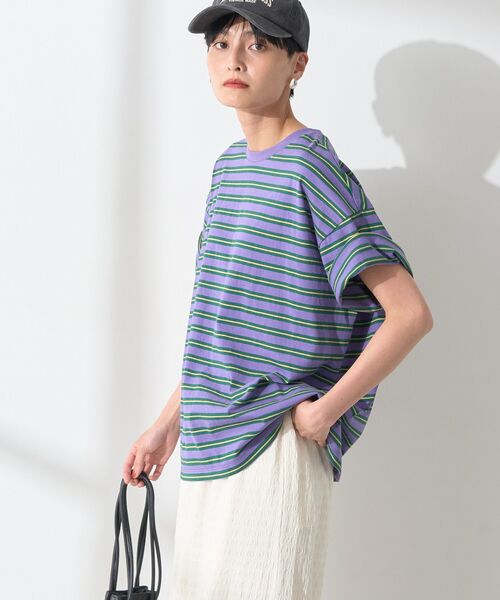 AMERICAN HOLIC（アメリカンホリック）の「レトロボーダープルオーバー（Tシャツ/カットソー・レディース・ブラック/アイボリー/グレー/ピンク/パープル・M/L）」の8枚目の写真