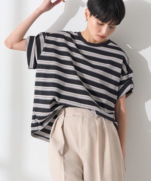 AMERICAN HOLIC（アメリカンホリック）の「レトロボーダープルオーバー（Tシャツ/カットソー・レディース・ブラック/アイボリー/グレー/ピンク/パープル・M/L）」の9枚目の写真