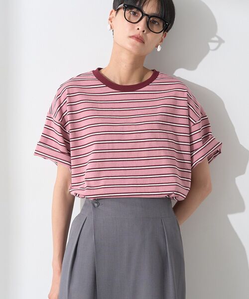 AMERICAN HOLIC（アメリカンホリック）の「レトロボーダープルオーバー（Tシャツ/カットソー・レディース・ブラック/アイボリー/グレー/ピンク/パープル・M/L）」の16枚目の写真