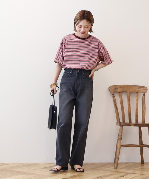 AMERICAN HOLIC（アメリカンホリック）の「レトロボーダープルオーバー（Tシャツ/カットソー・レディース・ブラック/アイボリー/グレー/ピンク/パープル・M/L）」の10枚目の写真