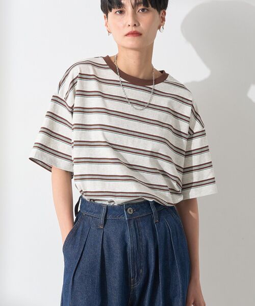 AMERICAN HOLIC（アメリカンホリック）の「レトロボーダープルオーバー（Tシャツ/カットソー・レディース・ブラック/アイボリー/グレー/ピンク/パープル・M/L）」の17枚目の写真