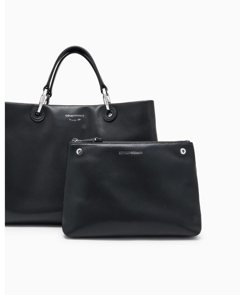 EMPORIO ARMANI(エンポリオアルマーニ)の「【エンポリオ アルマーニ】MyEA ショッパー ナッパレザー ミディアム(トートバッグ・レディース・ネイビー/ブラック/オフホワイト・FREE)」の8枚目の写真
