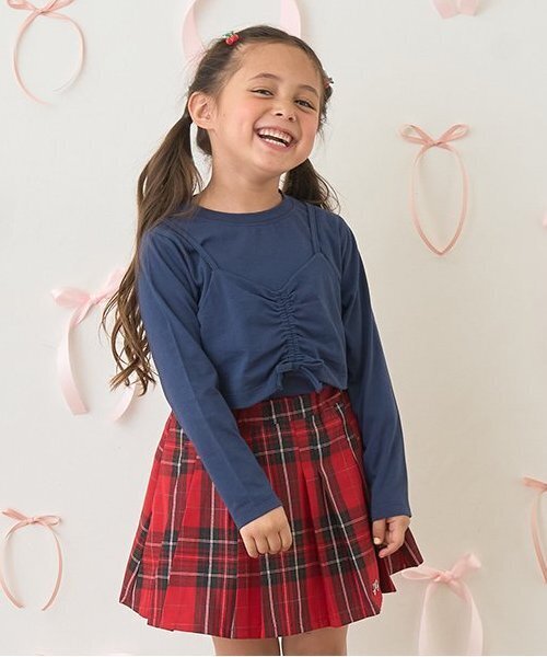 セール】【ソフトコットン】ミニキャミ&シンプルTシャツセット【子供服