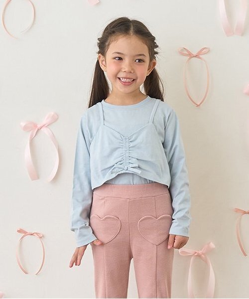 セール】【ソフトコットン】ミニキャミ&シンプルTシャツセット【子供服