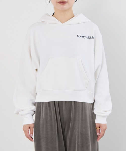SPORTY&RICH(スポーティアンドリッチ)の「【SPORTY & RICH】クロップドフーディ-Soft Cropped Hoodie(パーカー・レディース・ホワイト・S)」の9枚目の写真