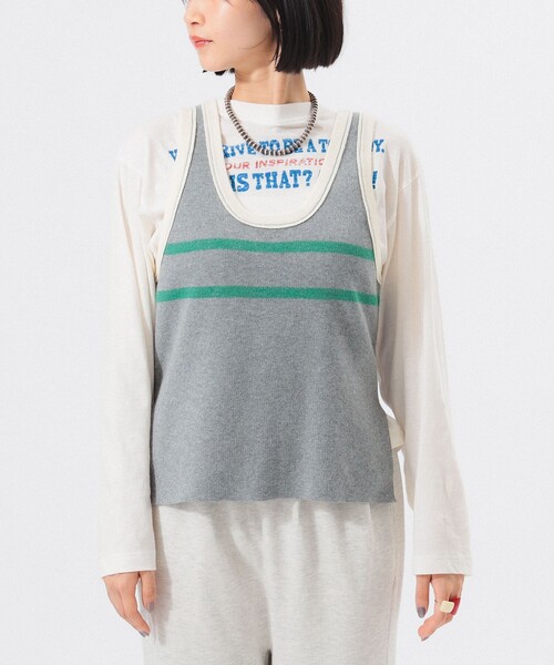 BEAMS BOY（ビームスボーイ）の「【1/15再値下げ】12ゲージ ジャカード ライン タンク（ニット/セーター・レディース・グレー/ブラウン・ONE SIZE）」の11枚目の写真