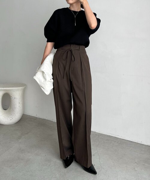 CAPRICIEUX LE'MAGE(カプリシューレマージュ)の「スウェットライク半袖ニット(ニット/セーター・レディース・ライトグレー/レッド/ブラック・FREE)」の20枚目の写真