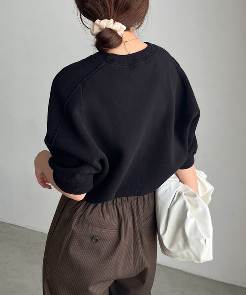 CAPRICIEUX LE'MAGE(カプリシューレマージュ)の「スウェットライク半袖ニット(ニット/セーター・レディース・ライトグレー/レッド/ブラック・FREE)」の21枚目の写真