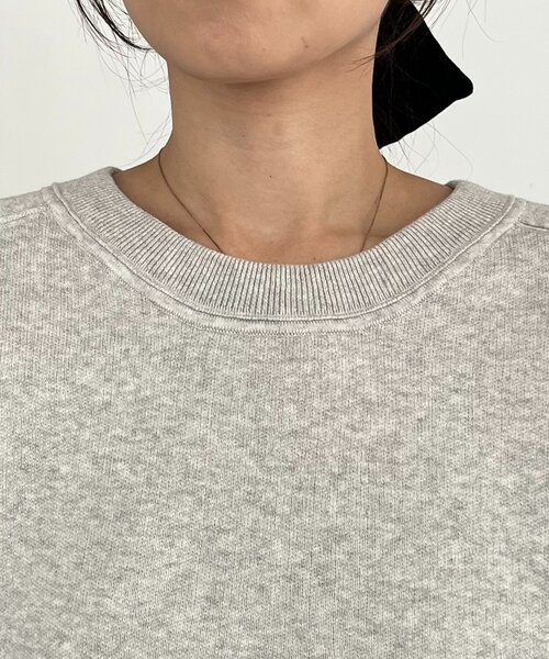 CAPRICIEUX LE'MAGE(カプリシューレマージュ)の「スウェットライク半袖ニット(ニット/セーター・レディース・ライトグレー/レッド/ブラック・FREE)」の11枚目の写真