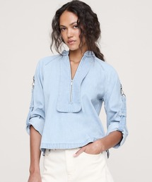 Banana Republic（バナナリパブリック）の「シャンブレー ジップ ポップオーバー トップス（シャツ/ブラウス）」