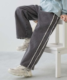 Y's フリンジ　デニムパンツ　ブラック Y's フリンジ デニムパンツ ブラック ステッチブラックデニム