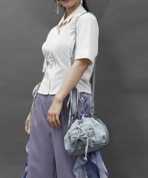 axes femme POETIQUE（アクシーズファムポエティック）の「キンチャクショルダーバッグ（ショルダーバッグ・レディース・ブラック/グレー・FREE）」の3枚目の写真