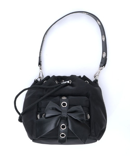 axes femme POETIQUE（アクシーズファムポエティック）の「キンチャクショルダーバッグ（ショルダーバッグ・レディース・ブラック/グレー・FREE）」の5枚目の写真