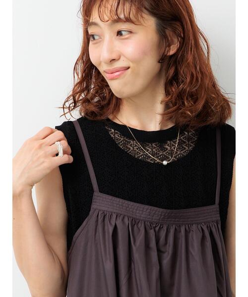 Lugnoncure（ルノンキュール）の「レース編みノースリーブニット（ニット/セーター・レディース・オフホワイト/ブラウン/ブラック・F）」の3枚目の写真