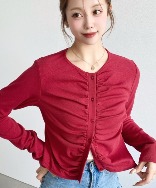 セール】フロントギャザーショートカーディガン（カーディガン/ボレロ