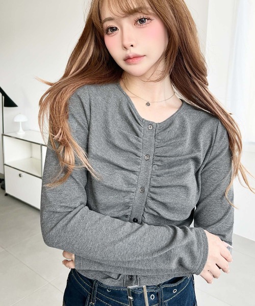 セール】フロントギャザーショートカーディガン（カーディガン/ボレロ