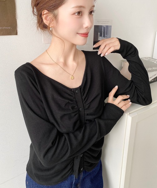 セール】フロントギャザーショートカーディガン（カーディガン/ボレロ