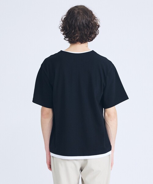 ABAHOUSE(アバハウス)の「キーネック カノコ半袖Tシャツ / フェイクレイヤード(Tシャツ/カットソー・メンズ・グレイッシュブルー/ブラック/ホワイト・46/48)」の5枚目の写真