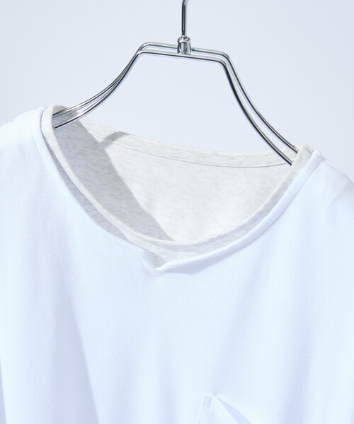 ABAHOUSE(アバハウス)の「キーネック カノコ半袖Tシャツ / フェイクレイヤード(Tシャツ/カットソー・メンズ・グレイッシュブルー/ブラック/ホワイト・46/48)」の15枚目の写真