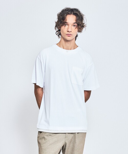 ABAHOUSE(アバハウス)の「キーネック カノコ半袖Tシャツ / フェイクレイヤード(Tシャツ/カットソー・メンズ・グレイッシュブルー/ブラック/ホワイト・46/48)」の18枚目の写真