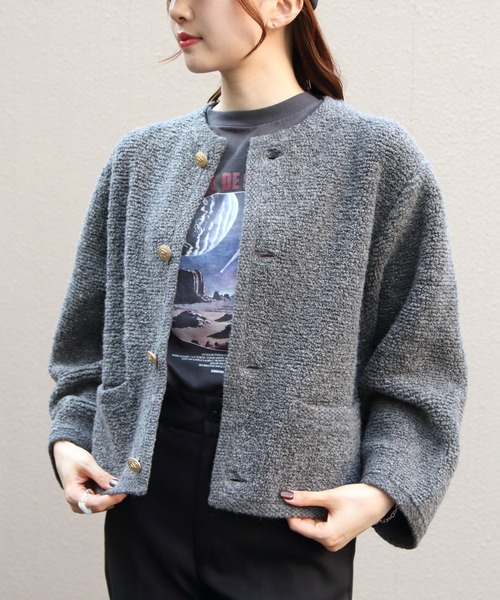 ORCIVAL(オーシバル)の「ORCIVAL/オーシバル ブークレカーディガン BOUCLE CARDIGAN OR-D0127 KBT(カーディガン/ボレロ・レディース・グレー/ネイビー・1)」の2枚目の写真