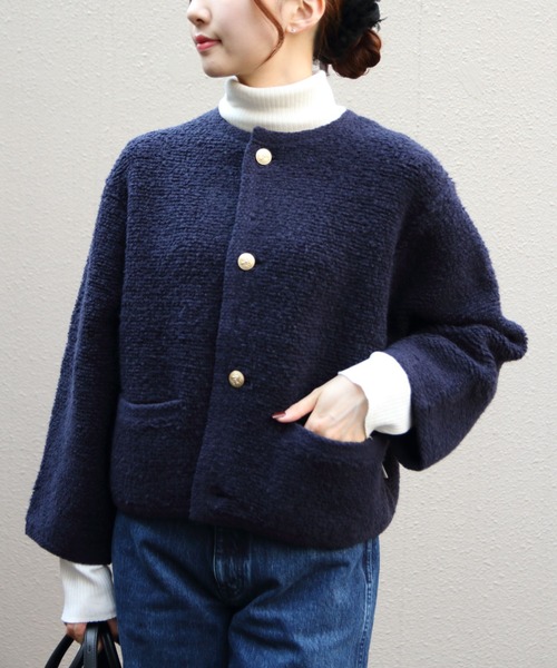 ORCIVAL(オーシバル)の「ORCIVAL/オーシバル ブークレカーディガン BOUCLE CARDIGAN OR-D0127 KBT(カーディガン/ボレロ・レディース・グレー/ネイビー・1)」の17枚目の写真