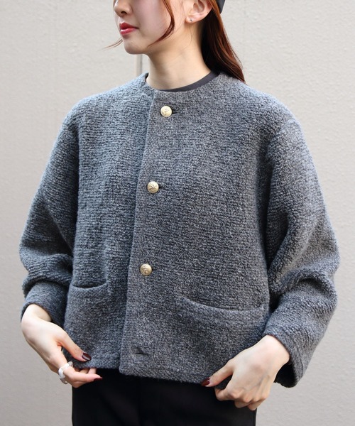 ORCIVAL(オーシバル)の「ORCIVAL/オーシバル ブークレカーディガン BOUCLE CARDIGAN OR-D0127 KBT(カーディガン/ボレロ・レディース・グレー/ネイビー・1)」の12枚目の写真