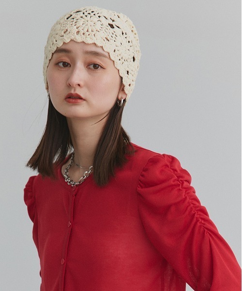 ad thie（アドティエ）の「クロシェ ビーニーハット（ニットキャップ/ビーニー・レディース・ベージュ/ライトグレー/ブラック/アイボリー・FREE）」の8枚目の写真