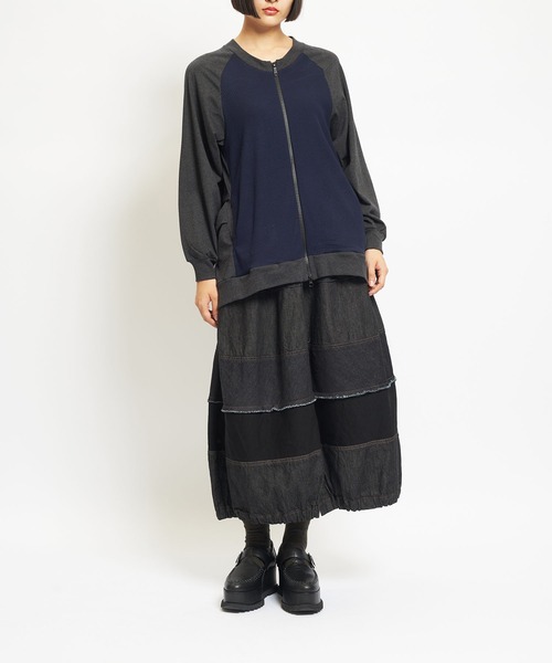 gomme（ゴム）の「コンビネーション　コクーンジャケット（ブルゾン・レディース・ブラック/チャコール/ネイビー・MEDIUM）」の5枚目の写真