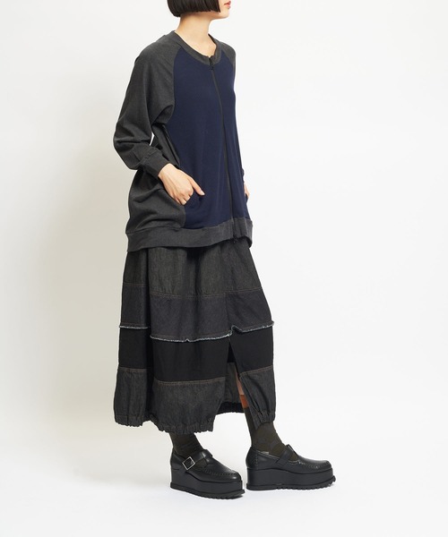 gomme（ゴム）の「コンビネーション　コクーンジャケット（ブルゾン・レディース・ブラック/チャコール/ネイビー・MEDIUM）」の6枚目の写真