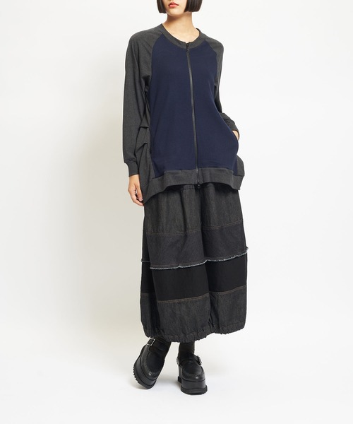 gomme（ゴム）の「コンビネーション　コクーンジャケット（ブルゾン・レディース・ブラック/チャコール/ネイビー・MEDIUM）」の7枚目の写真