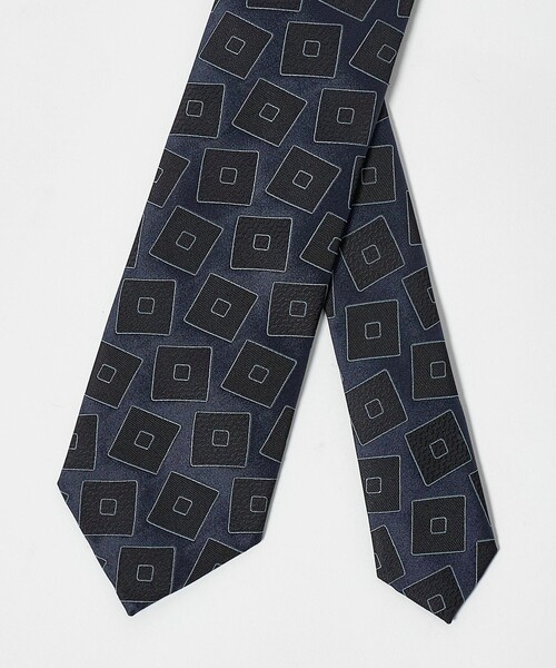【新品】Holliday & Brown／ジャガードタイ／小紋柄／ネイビー 新品】Holliday & Brown／ジャガードタイ／小紋柄／ネイビー