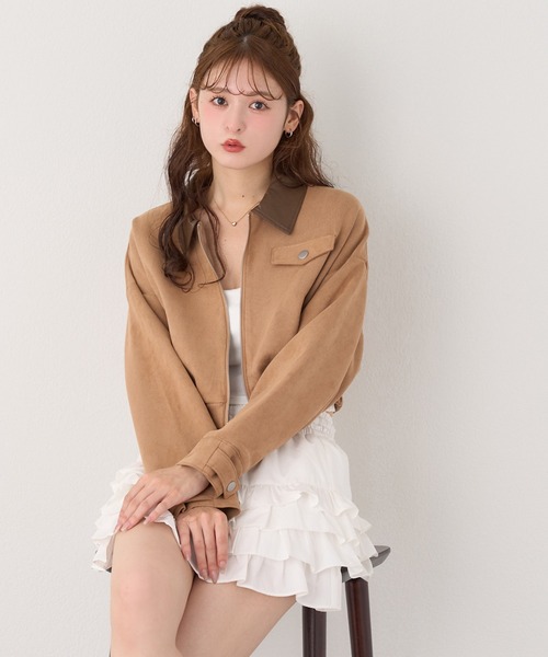 セール】配色レザー/バーンジャケット（ブルゾン）｜one after another