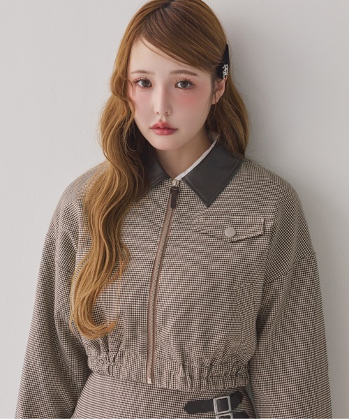 セール】配色レザー/バーンジャケット（ブルゾン）｜one after another