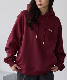 PENNEYS/ペニーズ 別注 THE FOX ロゴ ワンポイント刺繍 オーバーサイズシームポケットプルオーバーパーカーワイン