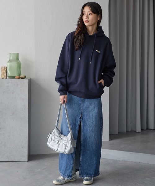 PENNEYS（ぺニーズ）の「PENNEYS/ペニーズ 別注 THE FOX ロゴ ワンポイント刺繍 オーバーサイズシームポケットプルオーバーパーカー（パーカー・レディース・ナチュラル/ライトグレー/ワイン/ブラウン系/ブラック/ネイビー・S/L/M）」の20枚目の写真