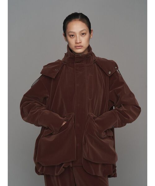 UN3D.（アンスリード）の「VELVET HEM GATHER HOOD CT / ベルベットヘムギャザーフードコート（その他アウター・レディース・キャメル/ブラック・FREE）」の21枚目の写真