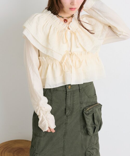 w closet（ダブルクローゼット）の「【25AW】マルチウェイ長袖ブラウス（シャツ/ブラウス・レディース・ブラック/アイボリー/ブルー/ブラウン/グリーン/ピンク・FREE）」の7枚目の写真