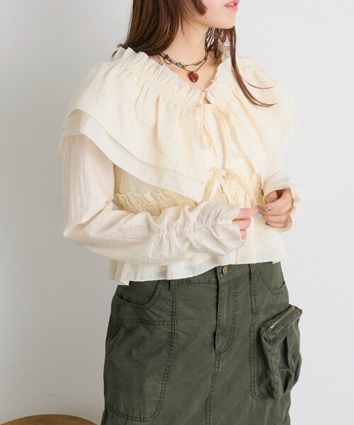 w closet（ダブルクローゼット）の「【25AW】マルチウェイ長袖ブラウス（シャツ/ブラウス・レディース・ブラック/アイボリー/ブルー/ブラウン/グリーン/ピンク・FREE）」の8枚目の写真