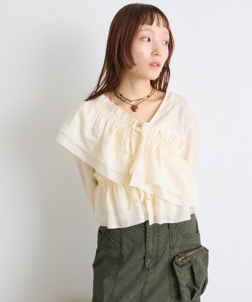 w closet（ダブルクローゼット）の「【25AW】マルチウェイ長袖ブラウス（シャツ/ブラウス・レディース・ブラック/アイボリー/ブルー/ブラウン/グリーン/ピンク・FREE）」の13枚目の写真