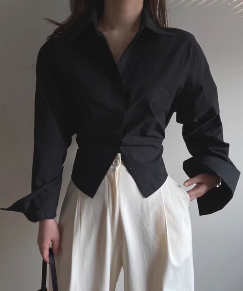 Lace Ladies(レースレディース)の「バック レースアップ ビッグ カフス シャツ(シャツ/ブラウス・レディース・ブルー/ブラック・S/M/XL)」の9枚目の写真