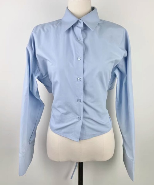 Lace Ladies(レースレディース)の「バック レースアップ ビッグ カフス シャツ(シャツ/ブラウス・レディース・ブルー/ブラック・S/M/XL)」の14枚目の写真