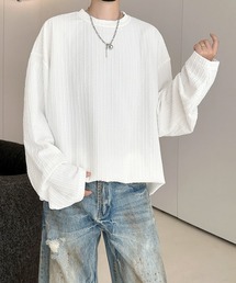 【FVLMEN】stripe emboss design longsleeve Tee/ストライプ エンボス ロングスリーブ T
