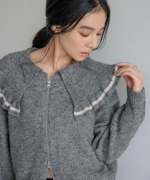 にゃぶ フリルZIPカーディガン 581123（ニット/セーター）｜LOWRYS