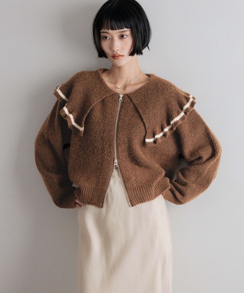 LOWRYS FARM（ローリーズファーム）の「フリルZIPカーディガン
