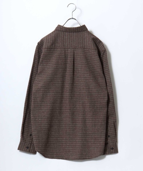 Salong hameu（サロン ハミュー）の「オンブレチェック・ミニブロックチェックシャツ/長袖ビエラシャツ メンズ レディース ユニセックス（シャツ/ブラウス・メンズ・ホワイト×ブラック/ブラウン系1/レッド系1/ブラック×ベージュ/ネイビー系1/ブラック系1・M/XL/L）」の20枚目の写真