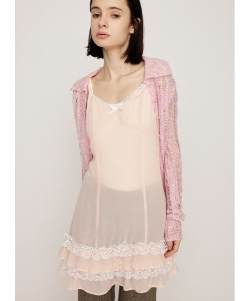 SLY(スライ)の「FRILL CAMI S/DRESS フリル キャミ ショートドレス 秋服 冬服 キャミワンピース 秋服 冬服(ワンピース・レディース・アイボリー/ピンク・FREE)」の1枚目の写真