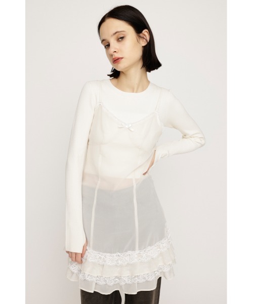 SLY(スライ)の「FRILL CAMI S/DRESS フリル キャミ ショートドレス 秋服 冬服 キャミワンピース 秋服 冬服(ワンピース・レディース・アイボリー/ピンク・FREE)」の5枚目の写真