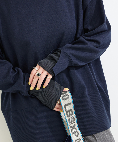 手洗い可 / 袖口シアーレイヤープルオーバー（ニット/セーター